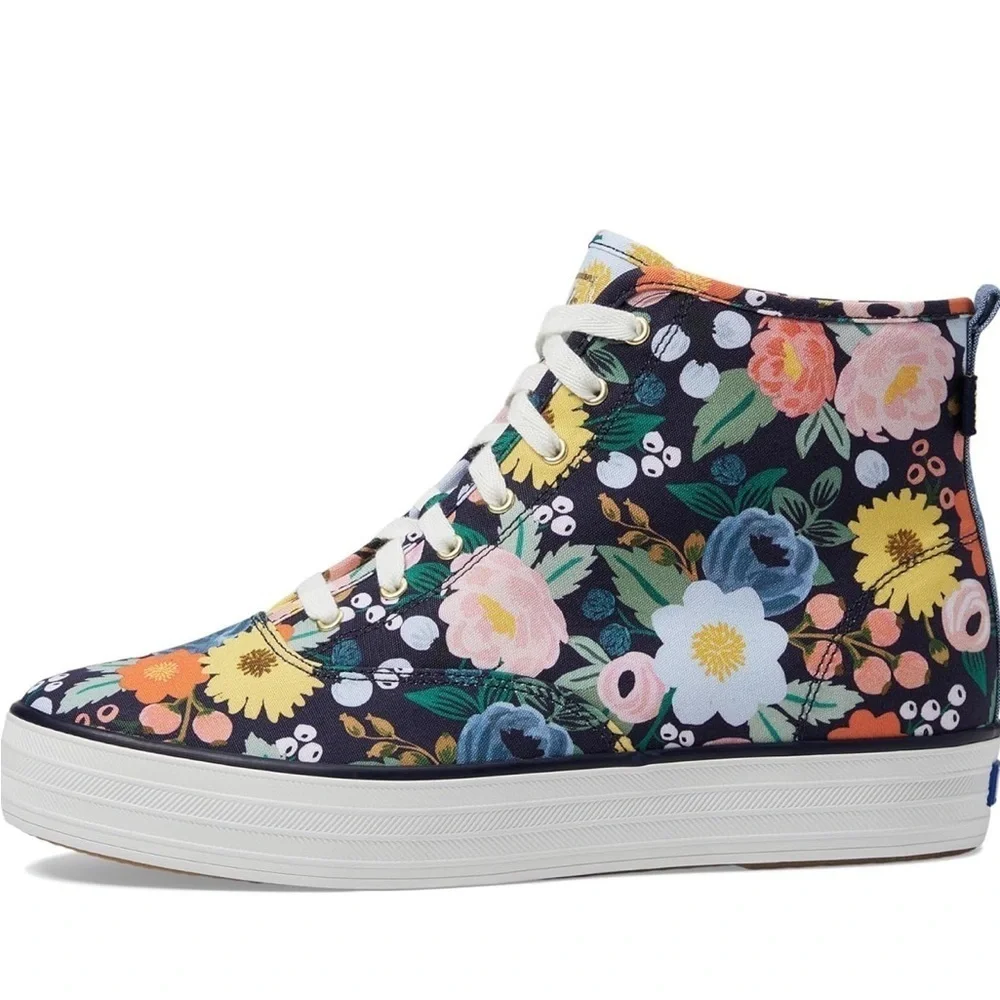 Keds X Rifle Paper The Platform Mid Vintage Blossom Navy 6.5 M
